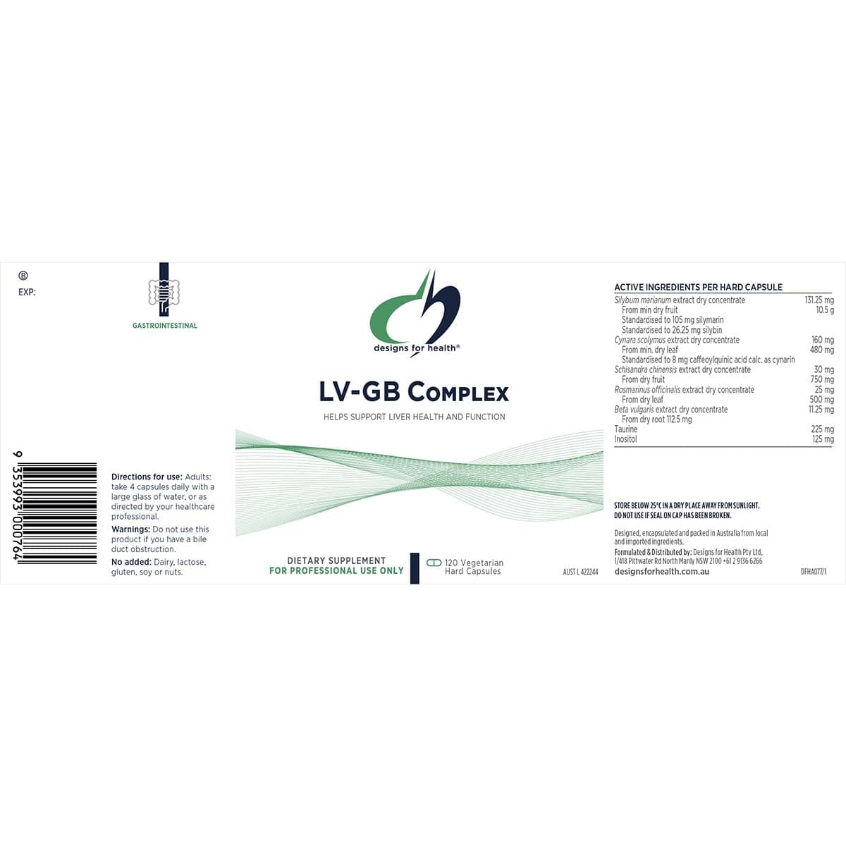 Thumbnail Designs for Health LV-GB Complex Liver Support 120 Vege Capsules