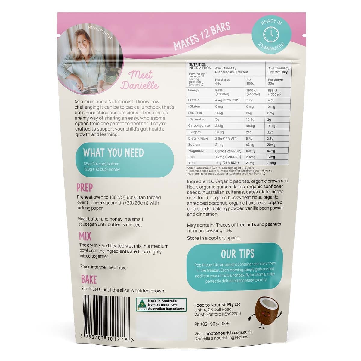 Thumbnail Food To Nourish Lunchbox Baking Mix Muesli Slice 360g