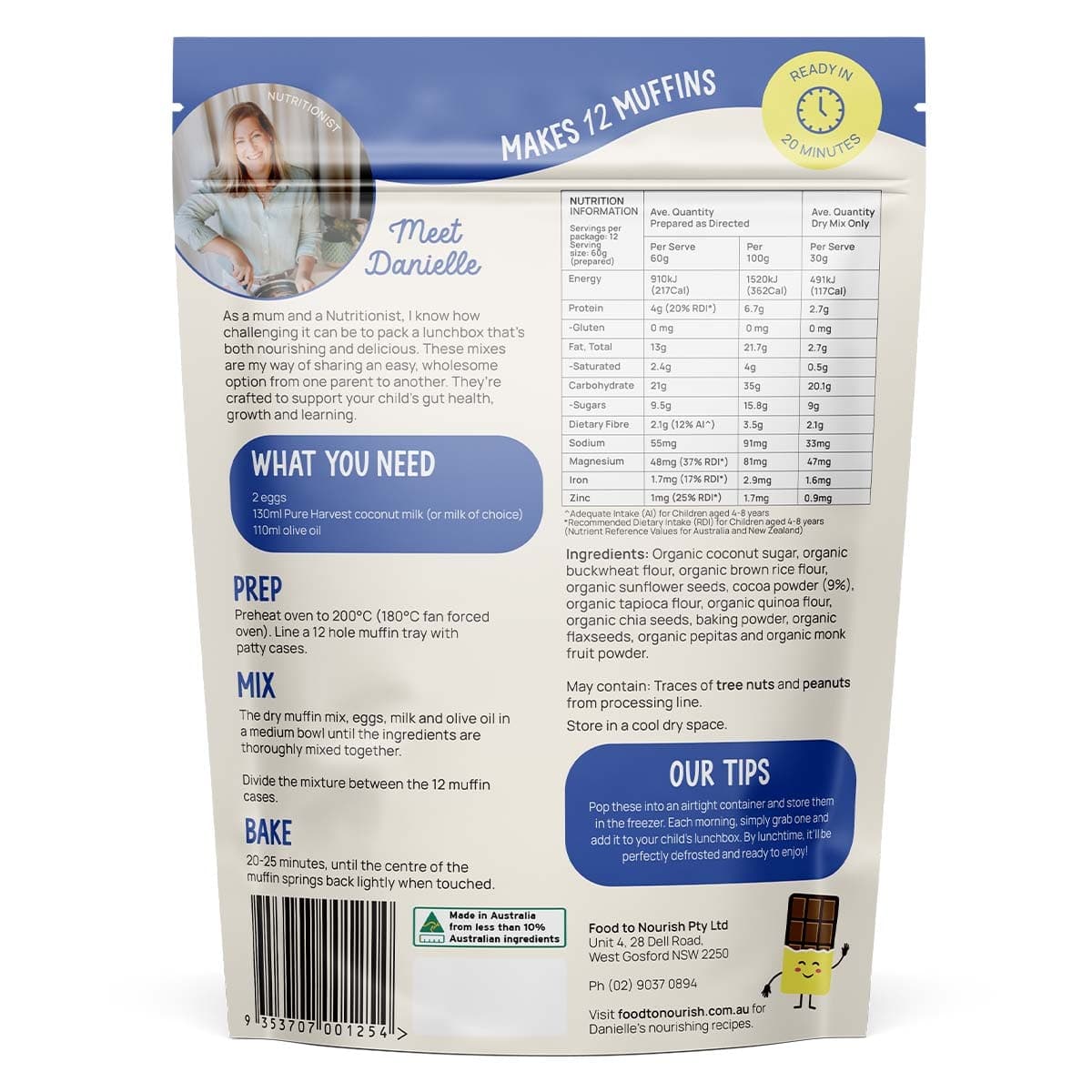 Thumbnail Food To Nourish Lunchbox Baking Mix Choc Muffin 360g