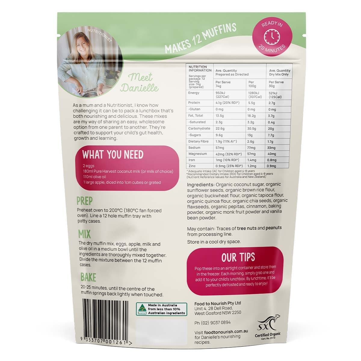Thumbnail Food To Nourish Lunchbox Baking Mix Apple Cinnamon Muffin 360g