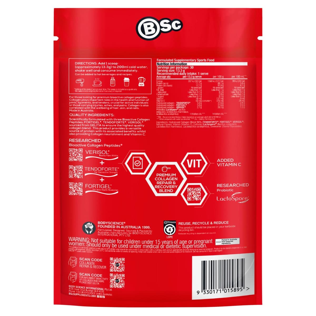 Thumbnail BSc Collagen Repair and Recover Vanilla 400g