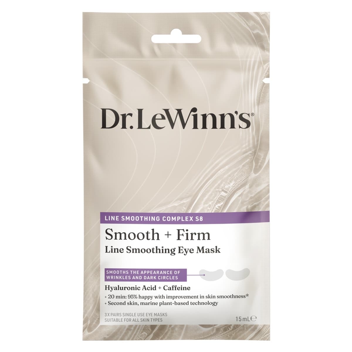 Thumbnail Dr Lewinns Line Smoothing Complex S8 Hyaluronic Acid & Caffeine Under Eye Recovery Masks 3 Pack