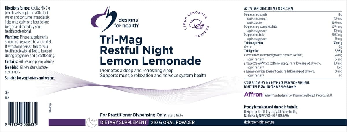 Thumbnail Designs for Health Tri-Mag Restful Night Lemon Lemonade 210g