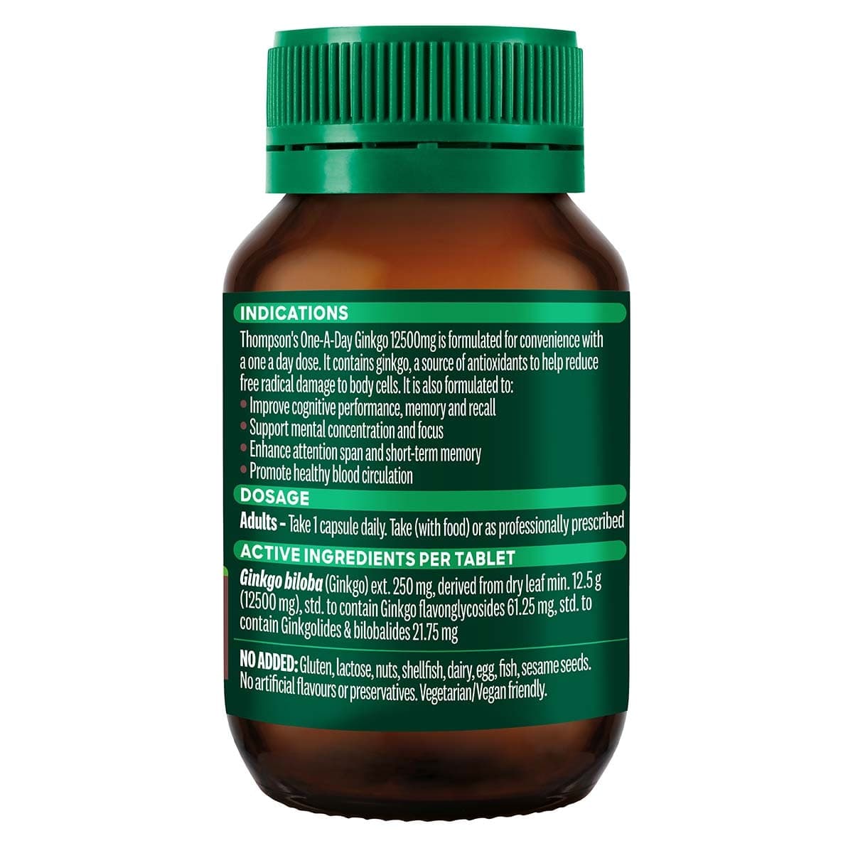 Thumbnail Thompson's One-A-Day Ginkgo 12500mg 60 Capsules