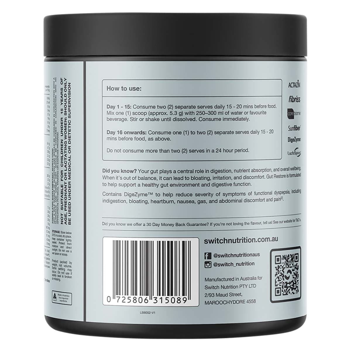 Thumbnail Switch Nutrition Gut Restore Cloudy Apple Powder 159g