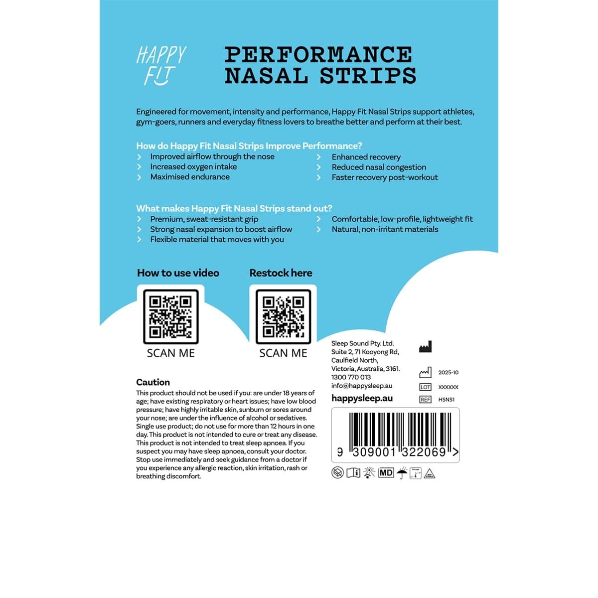 Thumbnail Happy Fit Performance Nasal Strips Black 30 Pack