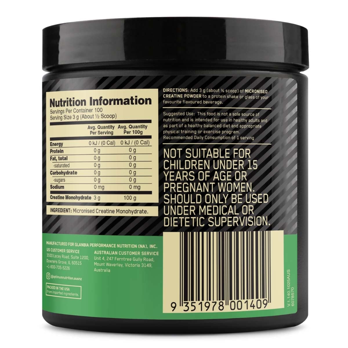 Thumbnail Optimum Nutrition Micronized Creatine Monohydrate Powder Unflavoured 300g