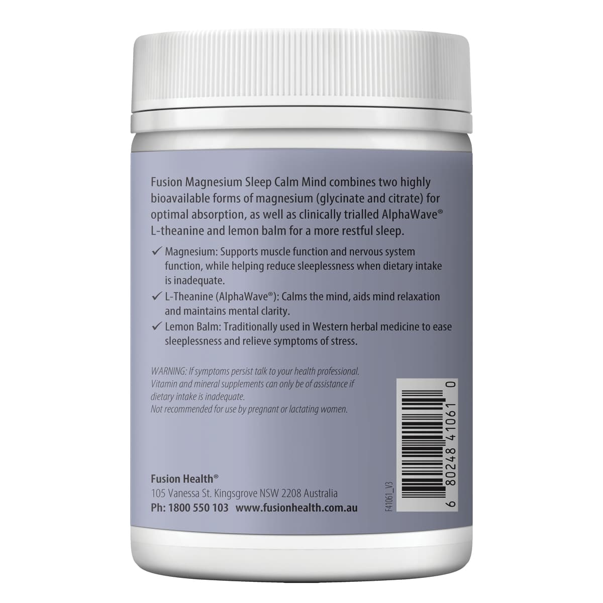 Thumbnail Fusion Health Magnesium Sleep Calm Mind Lemon Myrtle Powder 150g