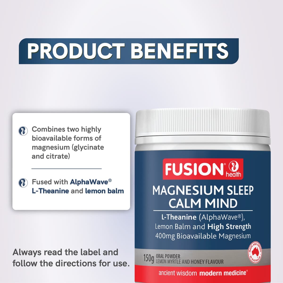 Thumbnail Fusion Health Magnesium Sleep Calm Mind Lemon Myrtle Powder 150g