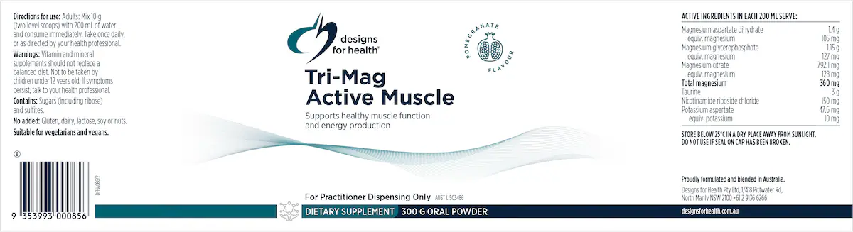 Thumbnail Designs For Health Tri-Mag Active Muscle Powder Pomegranate 300g