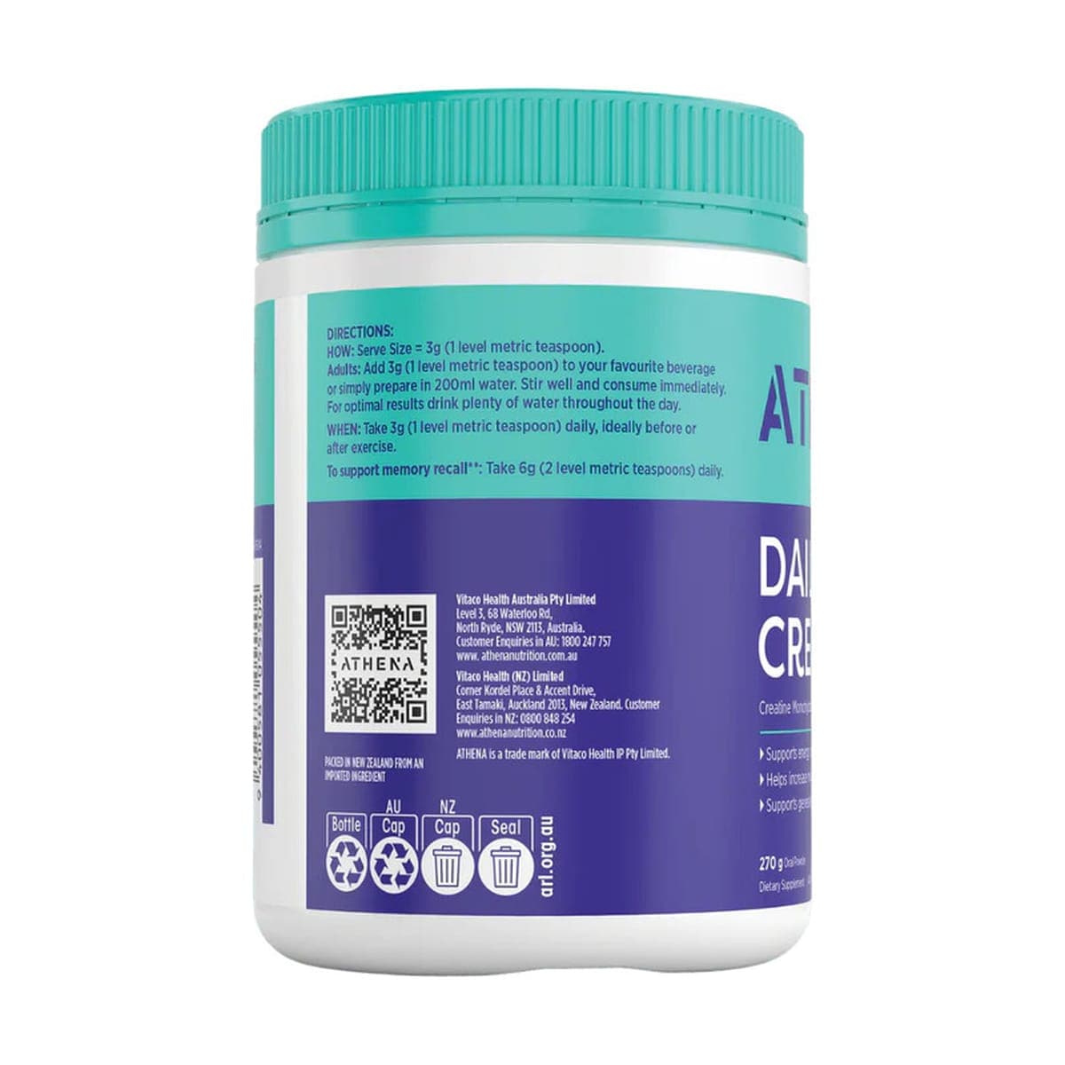 Thumbnail Athena Daily Creatine Unflavoured 270g