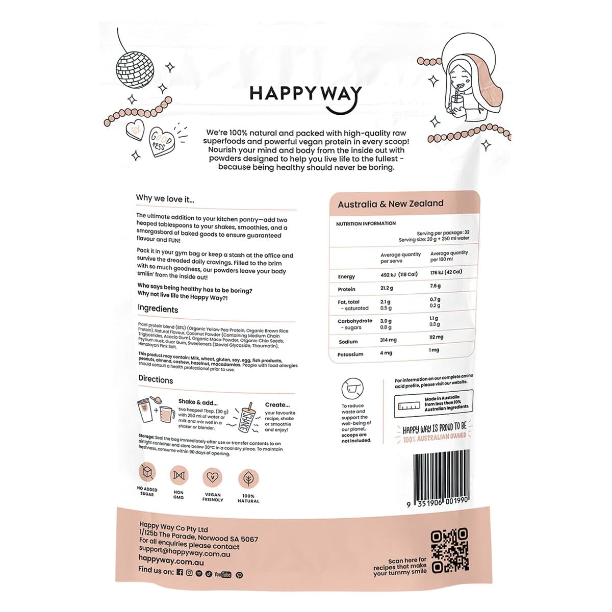 Thumbnail Happy Way Vegan Protein Powder Vanilla 1kg