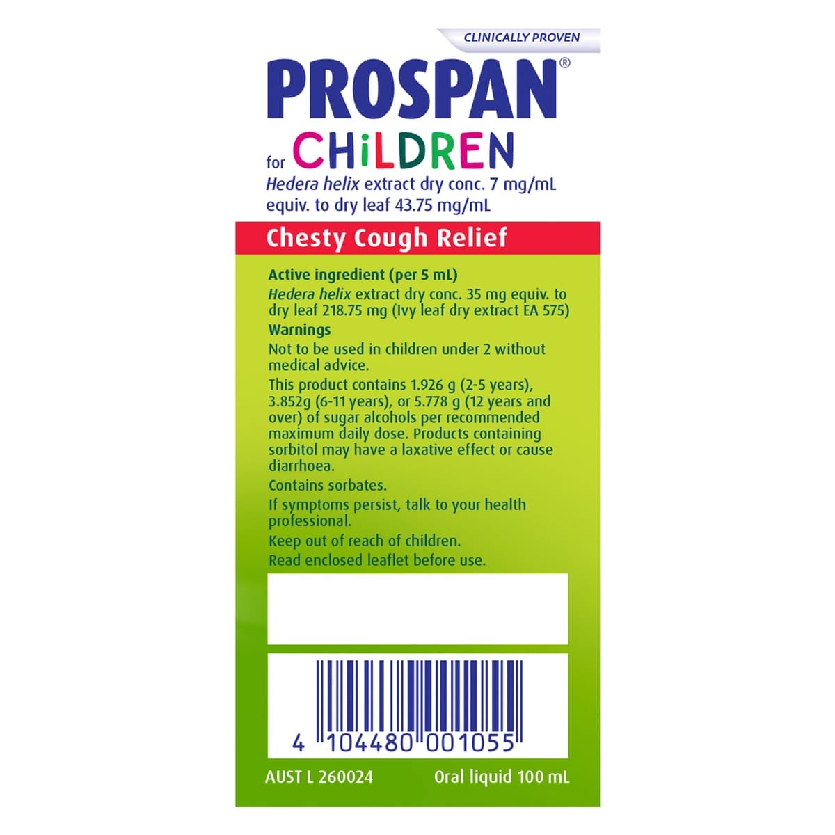 Thumbnail Prospan for Children Chesty Cough Relief Syrup 100ml
