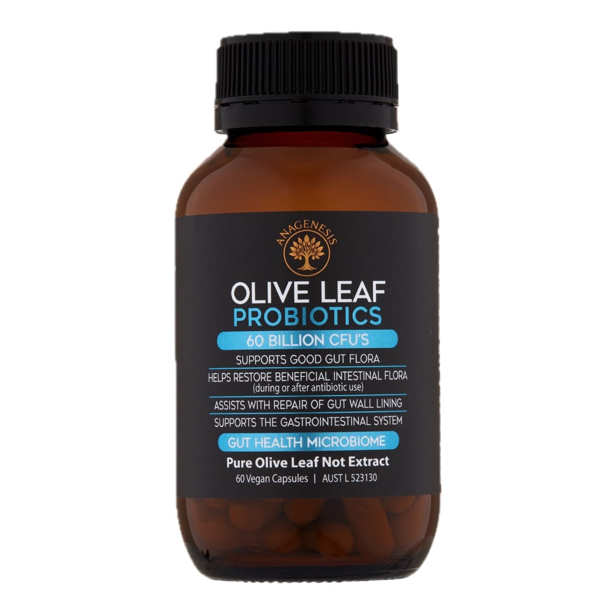 Thumbnail Anagenesis Olive Leaf + Probiotic Gut Health 60 Capsules