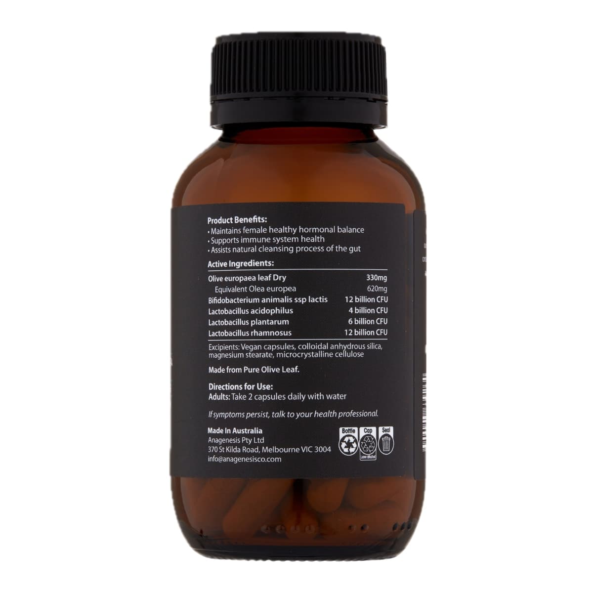 Thumbnail Anagenesis Olive Leaf + Probiotic Gut Health 60 Capsules