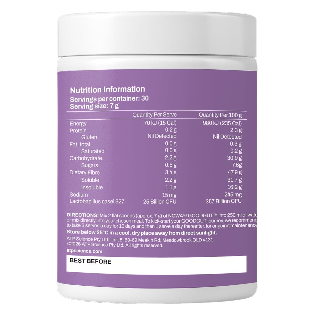 Thumbnail ATP Science Noway Goodgut Support Powder Blackcurrant 210g