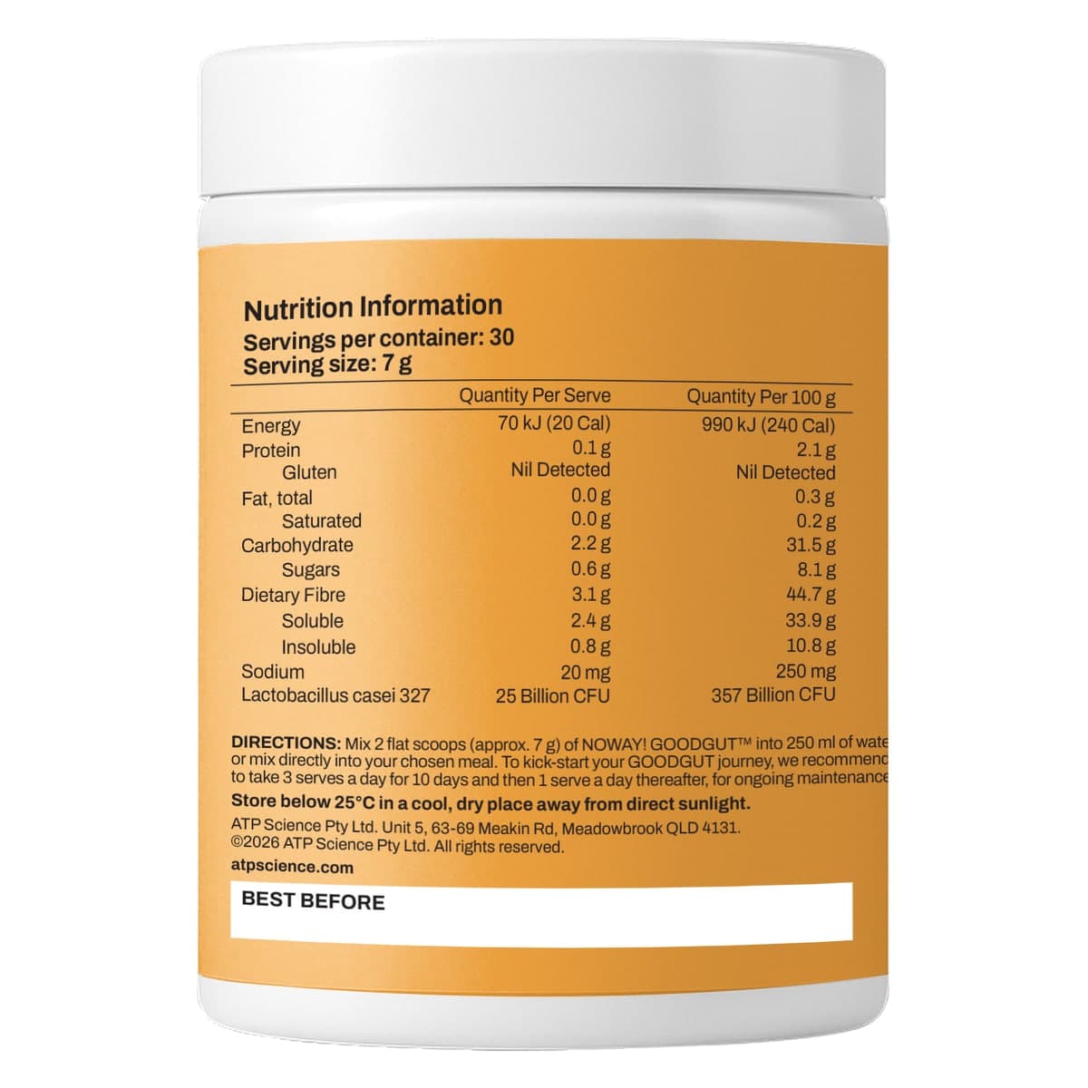 Thumbnail ATP Science Noway Goodgut Support Powder Tropical 210g