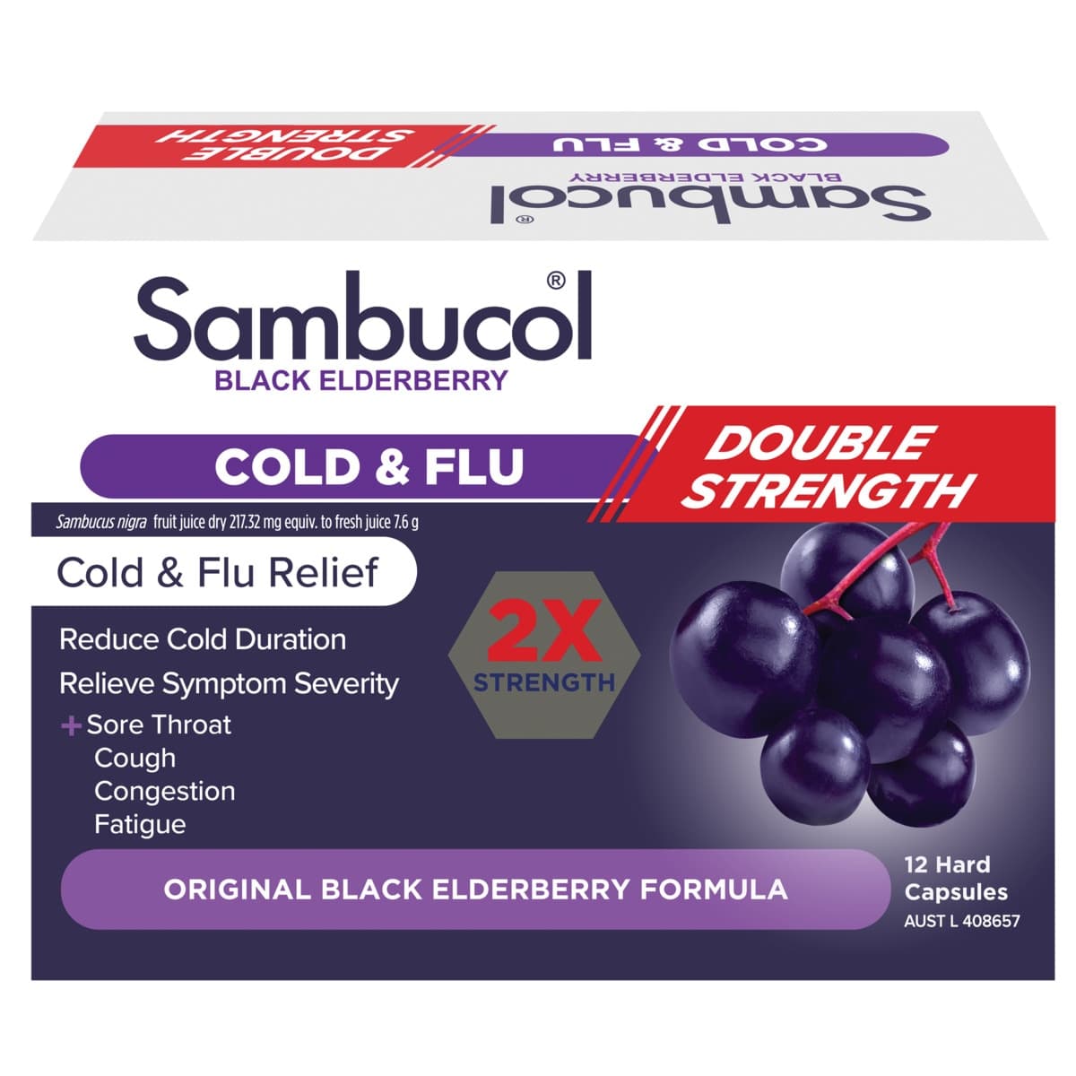 Thumbnail Sambucol Double Strength Cold & Flu Relief 12 Capsules