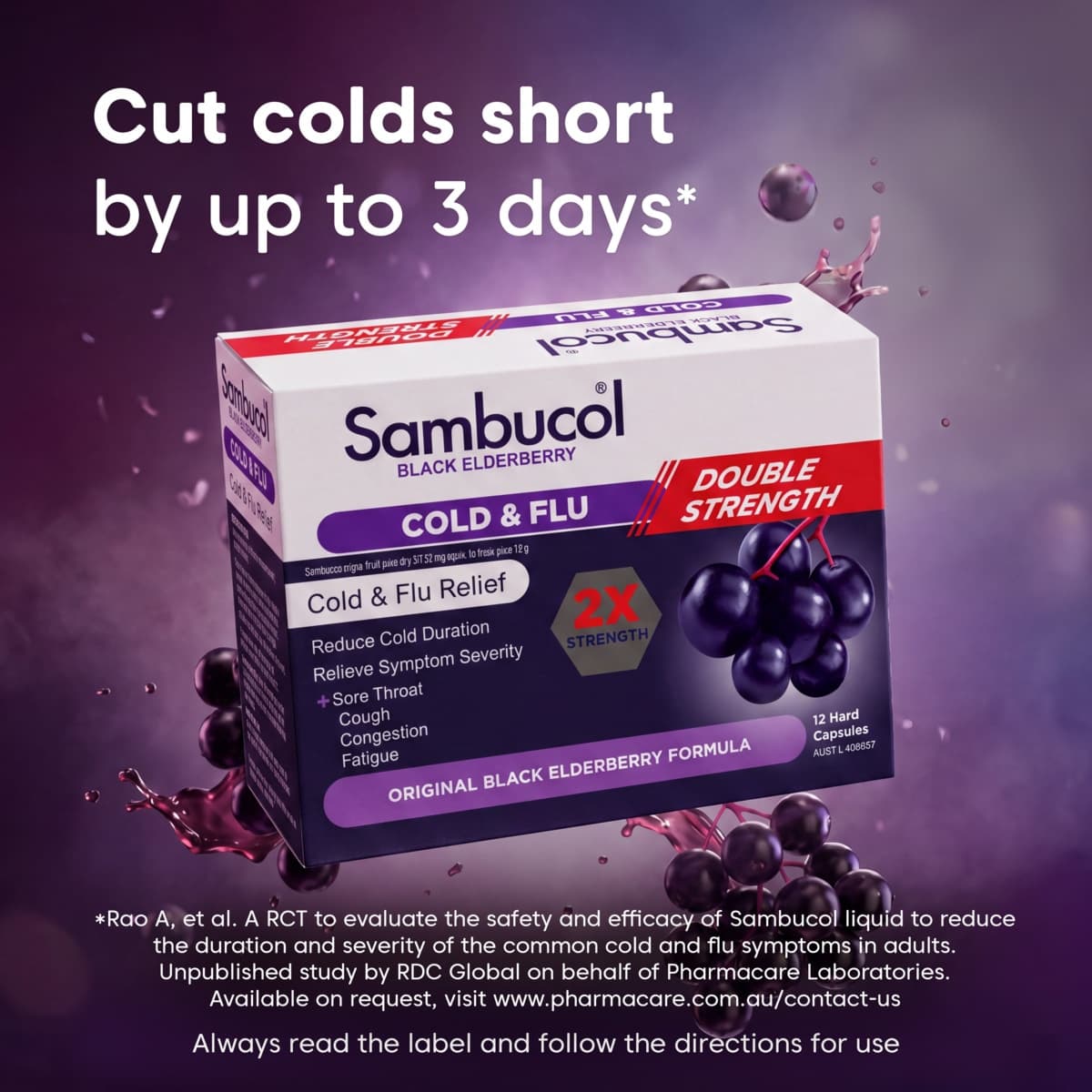 Thumbnail Sambucol Double Strength Cold & Flu Relief 12 Capsules