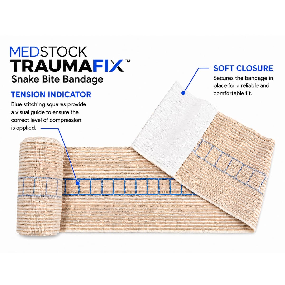 Thumbnail Medstock TraumaFix Snake Bite Compression Bandage 10cm x 10.5m 1 Roll