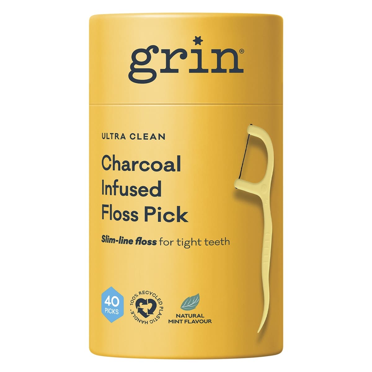 Thumbnail Grin Charcoal Infused Dental Floss Pick Ultra Clean 40 Pack