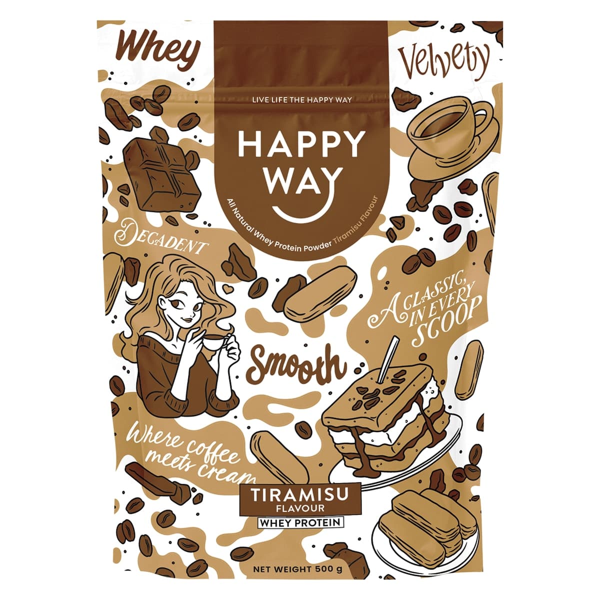 Thumbnail Happy Way Whey Protein Powder Tiramisu 500g
