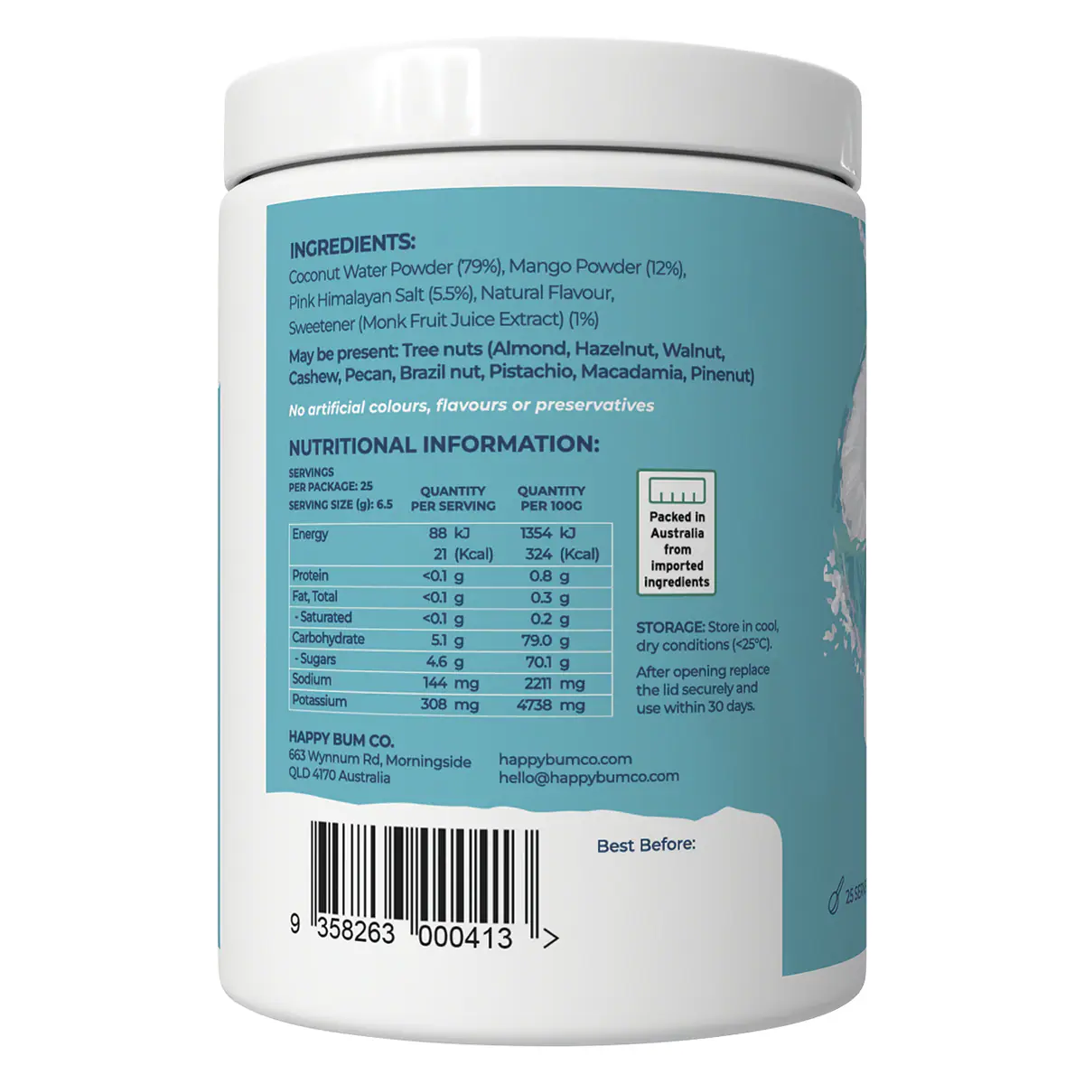 Thumbnail Happy Bum Happy Hydrate Powder Mango 162g