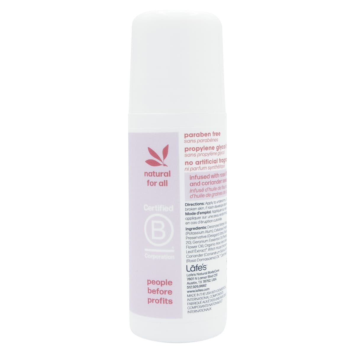 Thumbnail Lafe's Roll On Deodorant Rose + Coriander 88mL