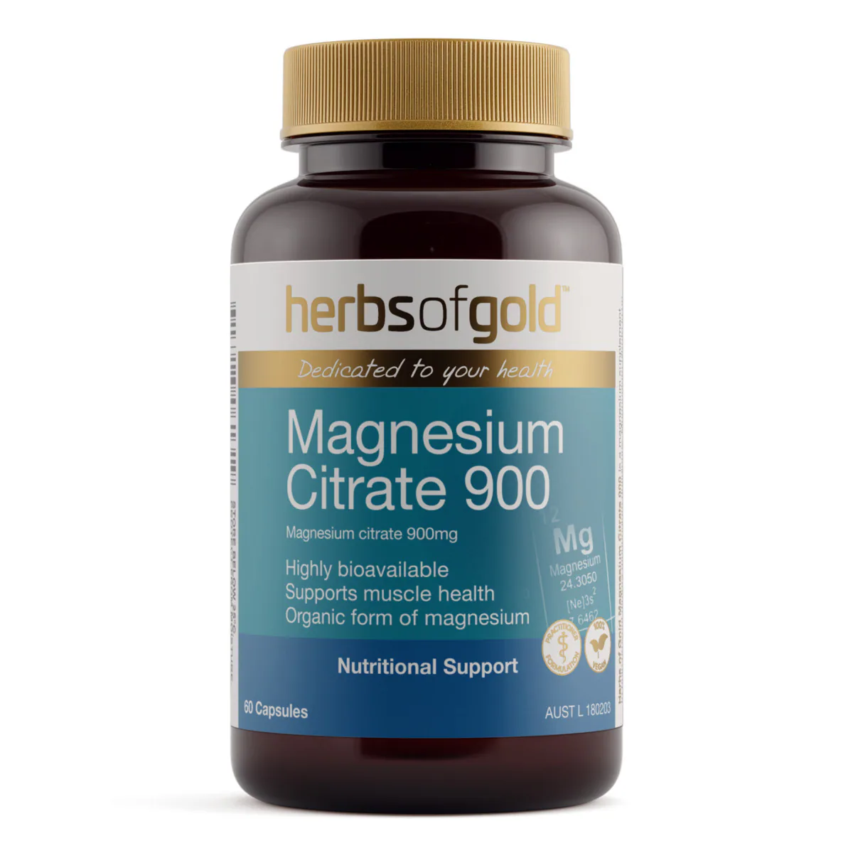 Thumbnail Herbs of Gold Magnesium Citrate 900 60 Capsules