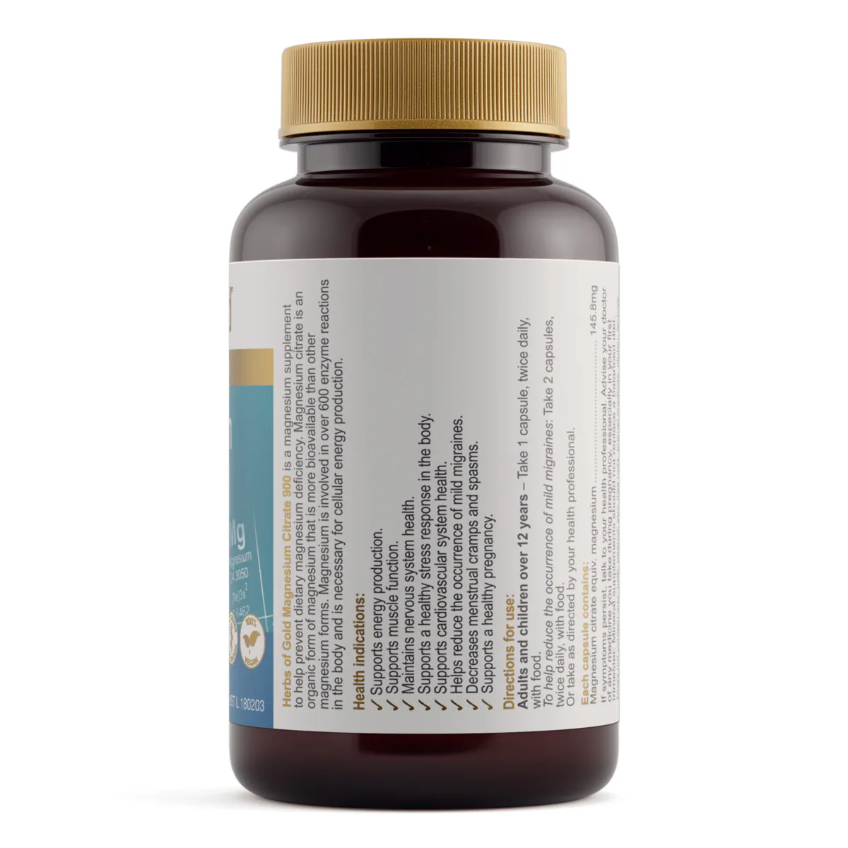 Thumbnail Herbs of Gold Magnesium Citrate 900 60 Capsules