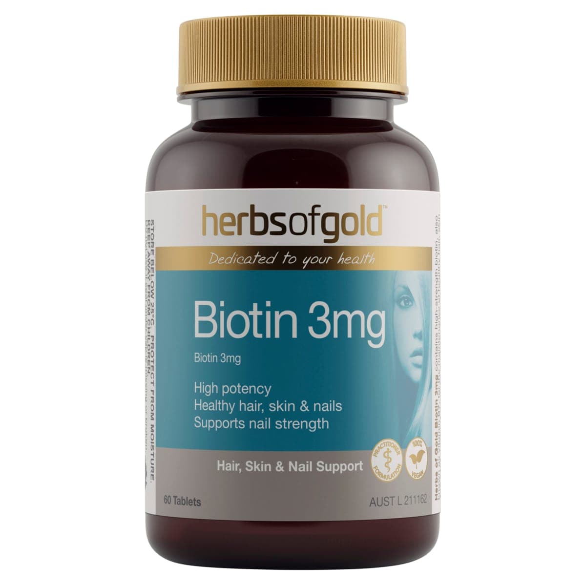 Thumbnail Herbs of Gold Biotin 3mg 60 Tablets