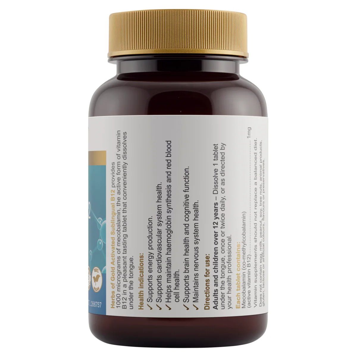 Thumbnail Herbs of Gold Activated Sublingual B12 75 Tablets