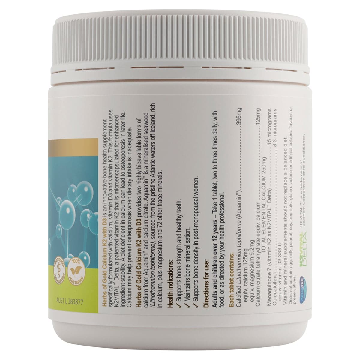 Thumbnail Herbs of Gold Calcium K2 with D3 180 Tablets