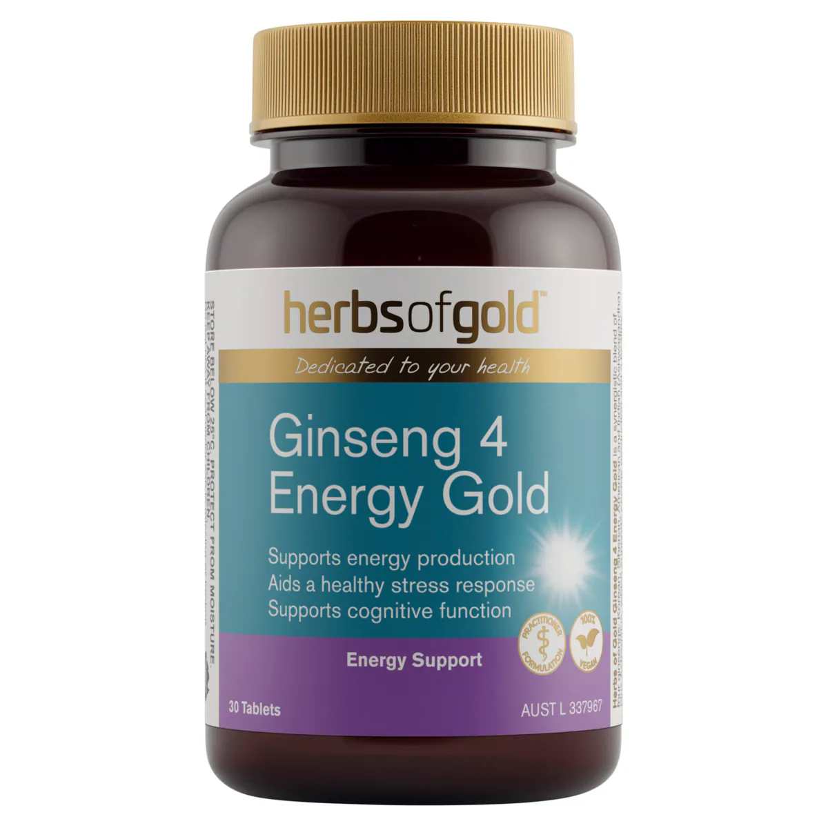 Thumbnail Herbs of Gold Ginseng 4 Energy Gold 30 Tablets