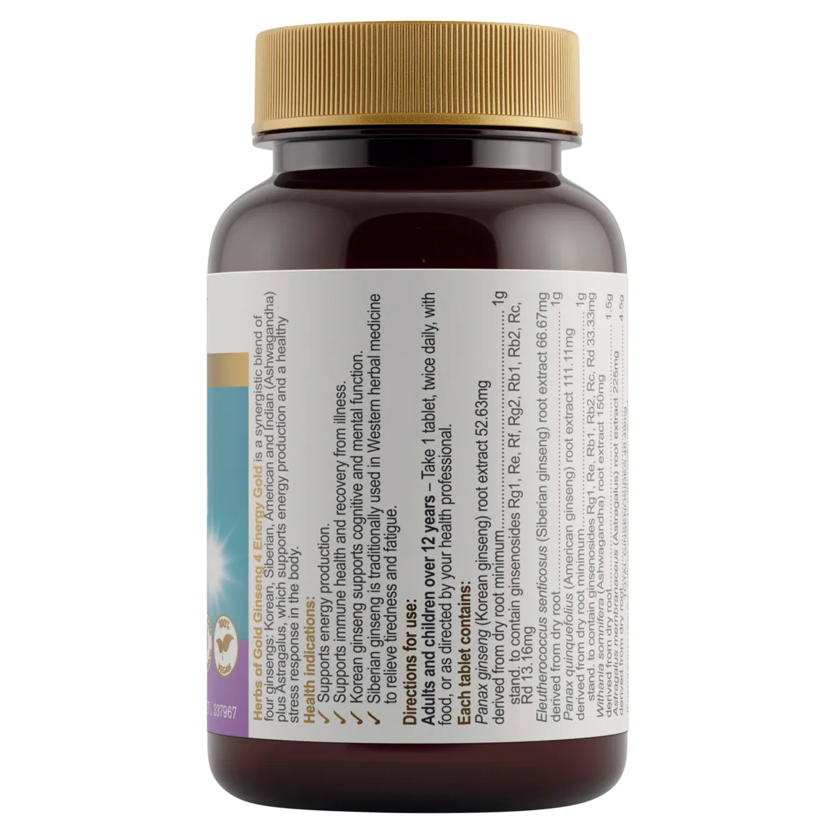 Thumbnail Herbs of Gold Ginseng 4 Energy Gold 30 Tablets