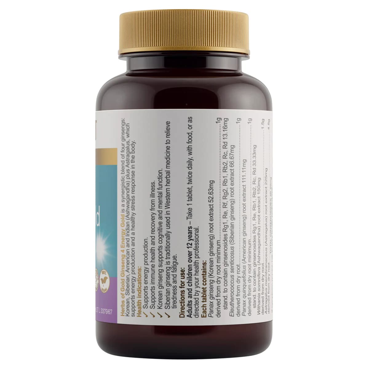 Thumbnail Herbs of Gold Ginseng 4 Energy Gold 60 Tablets
