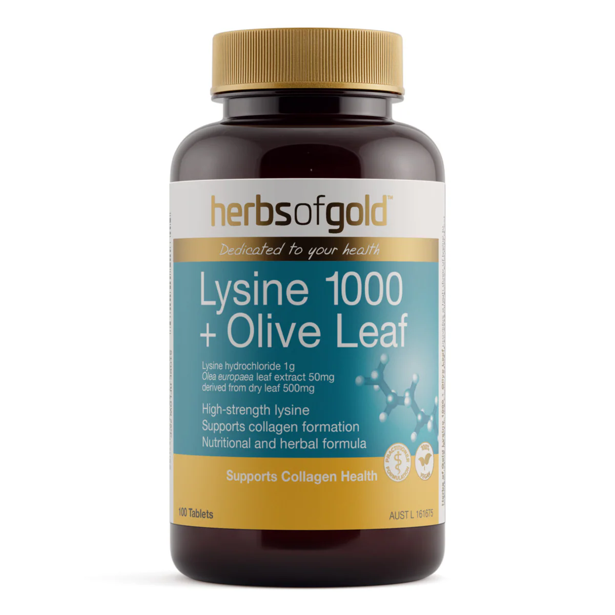 Thumbnail Herbs of Gold Lysine 1000 + Olive Leaf 100 Tablets