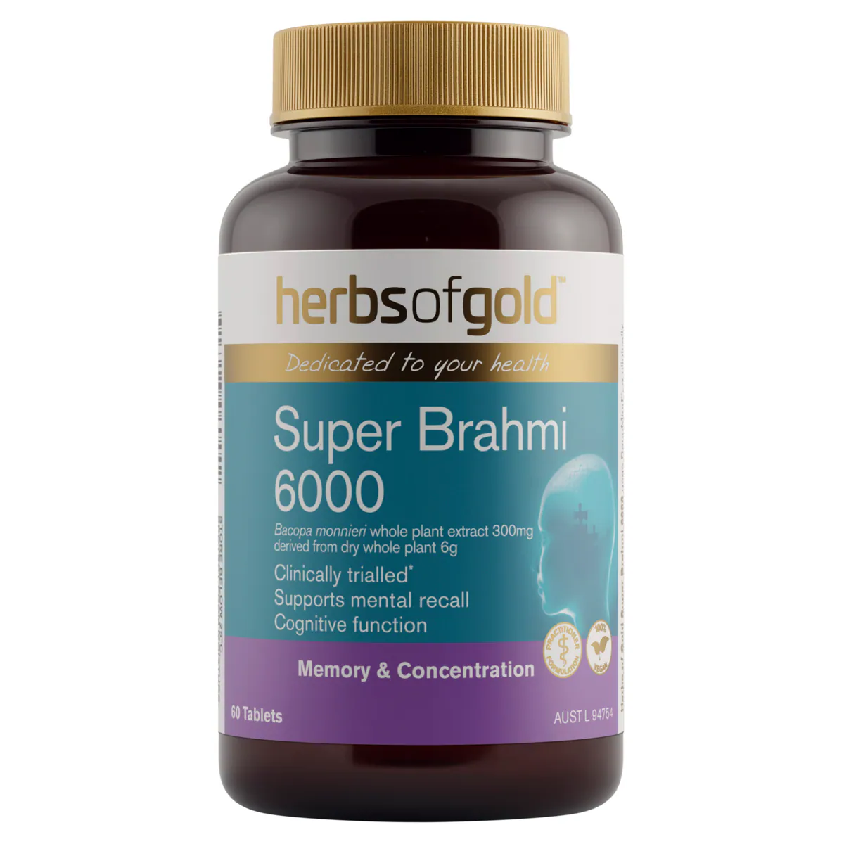 Thumbnail Herbs of Gold Super Brahmi 6000 60 Tablets