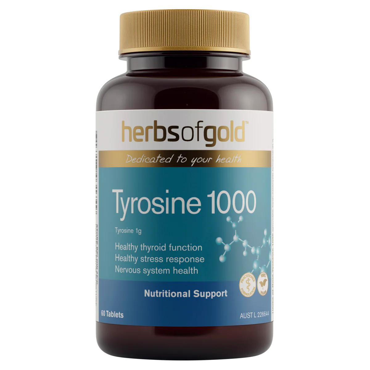 Thumbnail Herbs of Gold Tyrosine 1000 60 Tablets