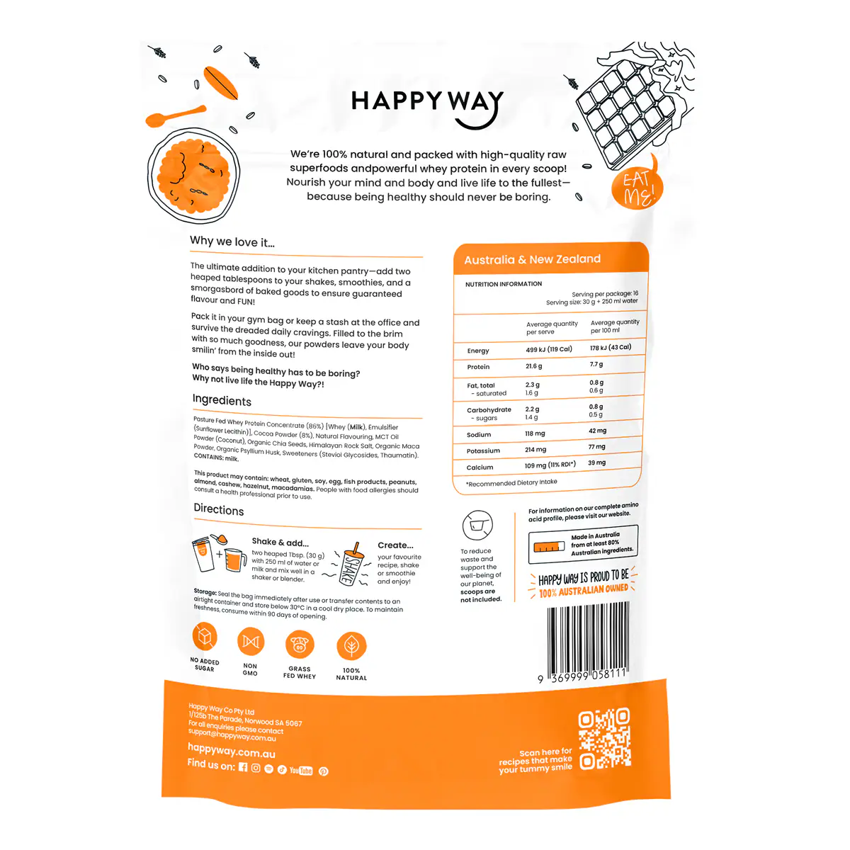 Thumbnail Happy Way Whey Protein Powder Chocolate 500g