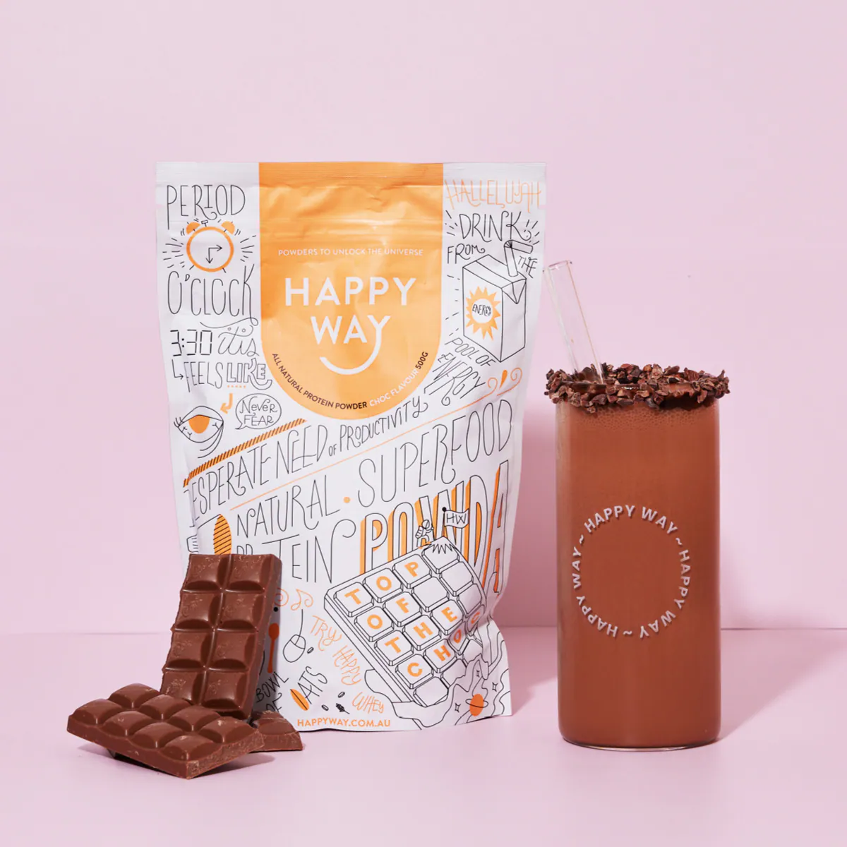 Thumbnail Happy Way Whey Protein Powder Chocolate 500g