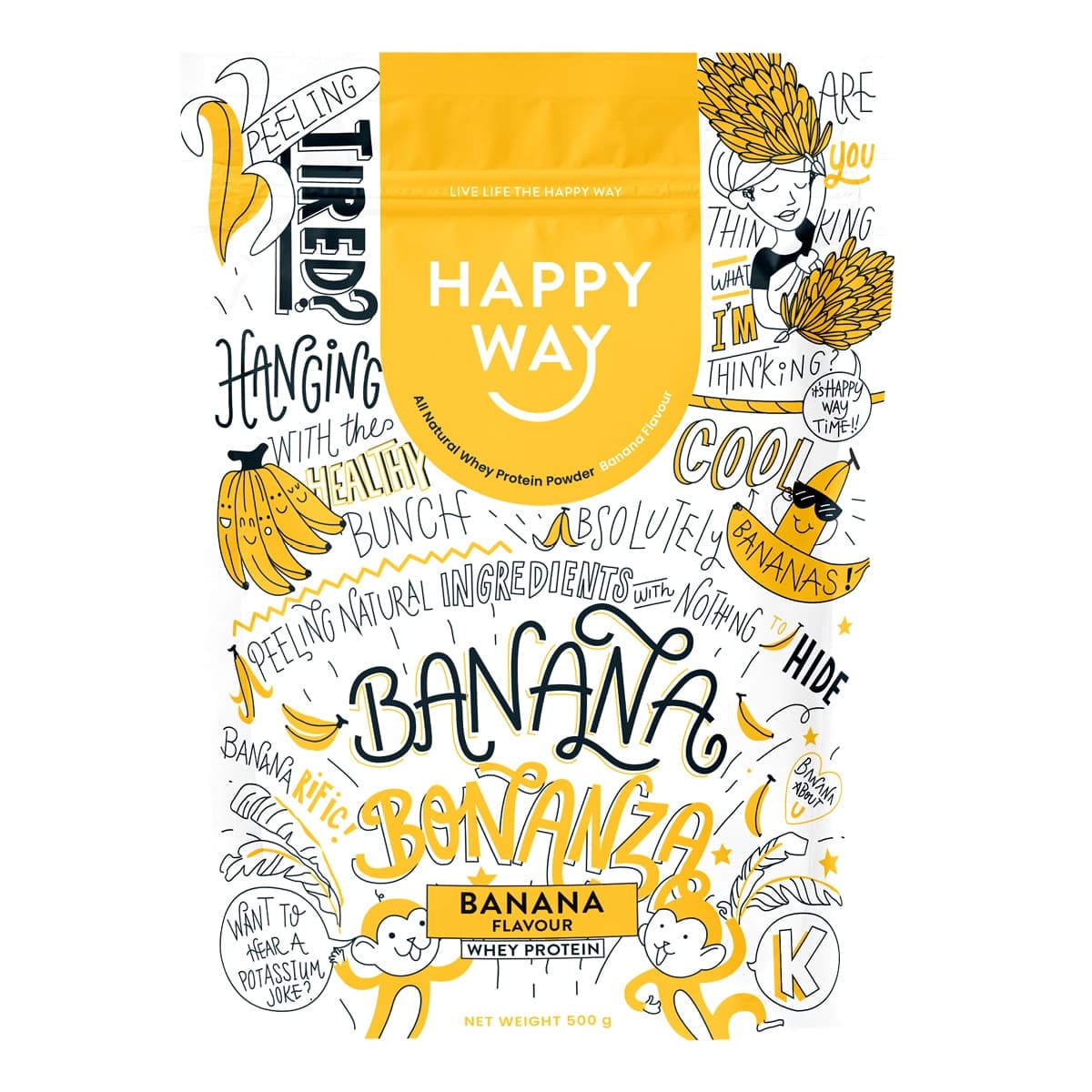 Thumbnail Happy Way Whey Protein Powder Banana 500g