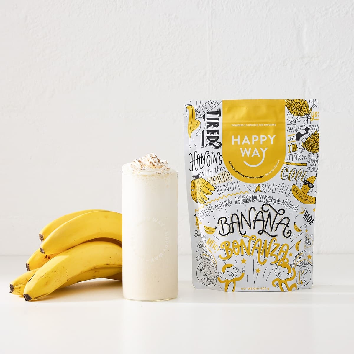 Thumbnail Happy Way Whey Protein Powder Banana 500g