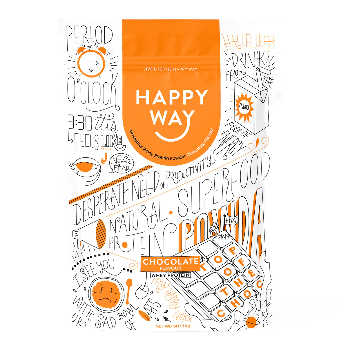 Thumbnail Happy Way Whey Protein Powder Chocolate 1kg