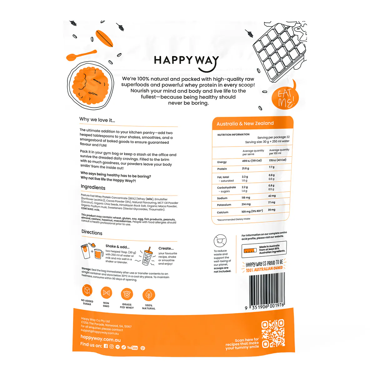 Thumbnail Happy Way Whey Protein Powder Chocolate 1kg