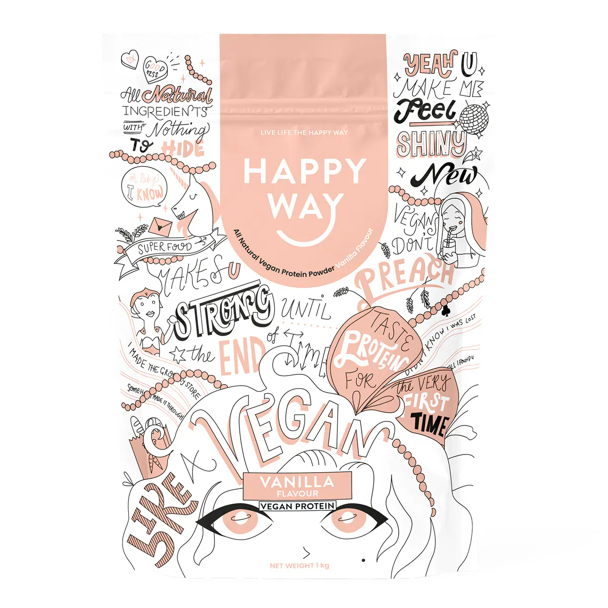 Thumbnail Happy Way Vegan Protein Powder Vanilla 1kg
