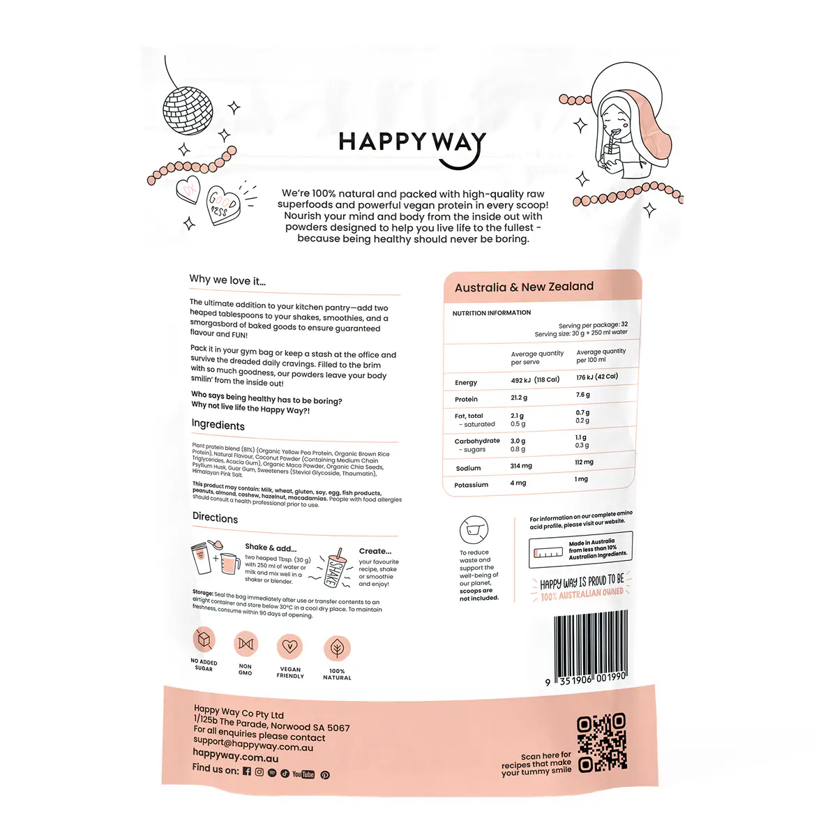 Thumbnail Happy Way Vegan Protein Powder Vanilla 1kg