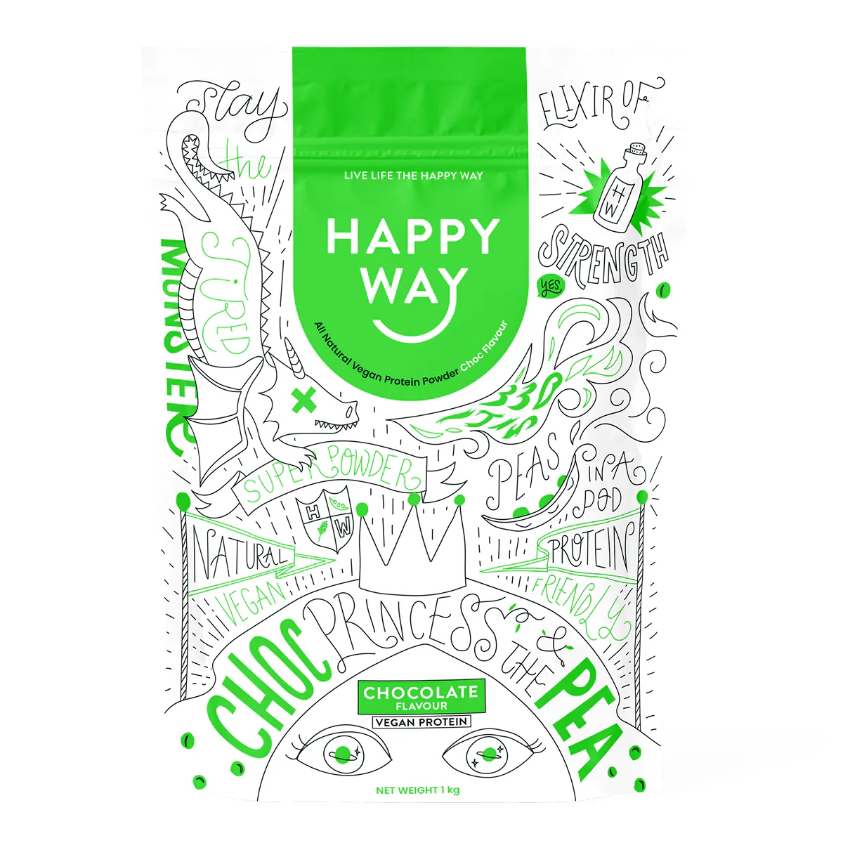 Thumbnail Happy Way Vegan Protein Powder Chocolate 1kg