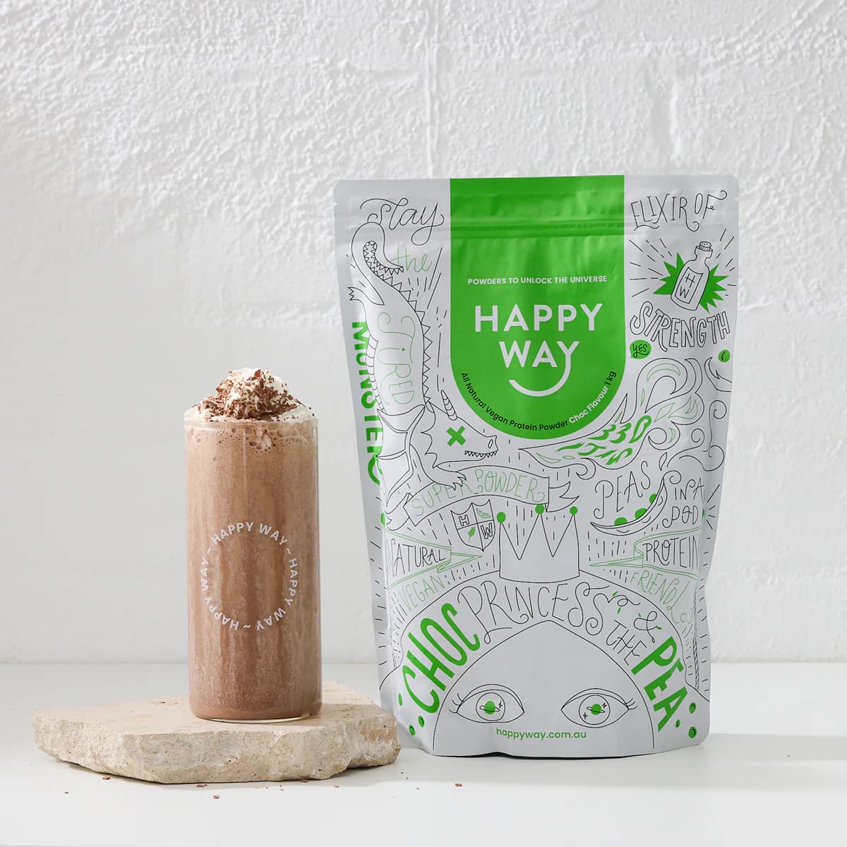 Thumbnail Happy Way Vegan Protein Powder Chocolate 1kg