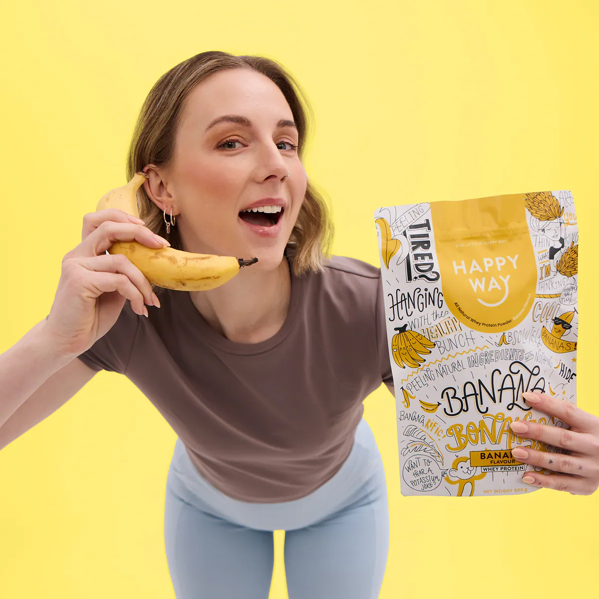 Thumbnail Happy Way Whey Protein Powder Banana 1kg